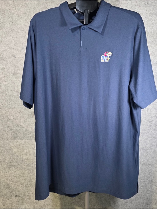 adidas Other - Adidas Navy Short-Sleeve Polo with Embroidered KU Jayhawk Logo Size 2XL